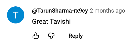 YouTube Community Member 4 — Tavishi Gupta